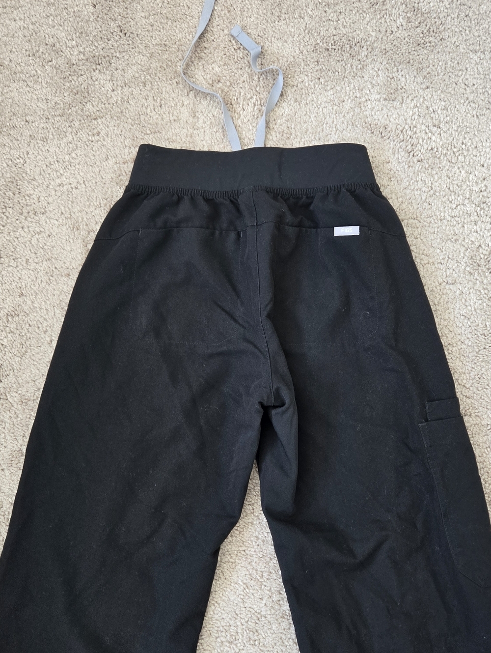 Figs Women Size S/P BLACK High Waisted Isabel Wide Leg Scrub Pants Pockets Work - Picture 11 of 16